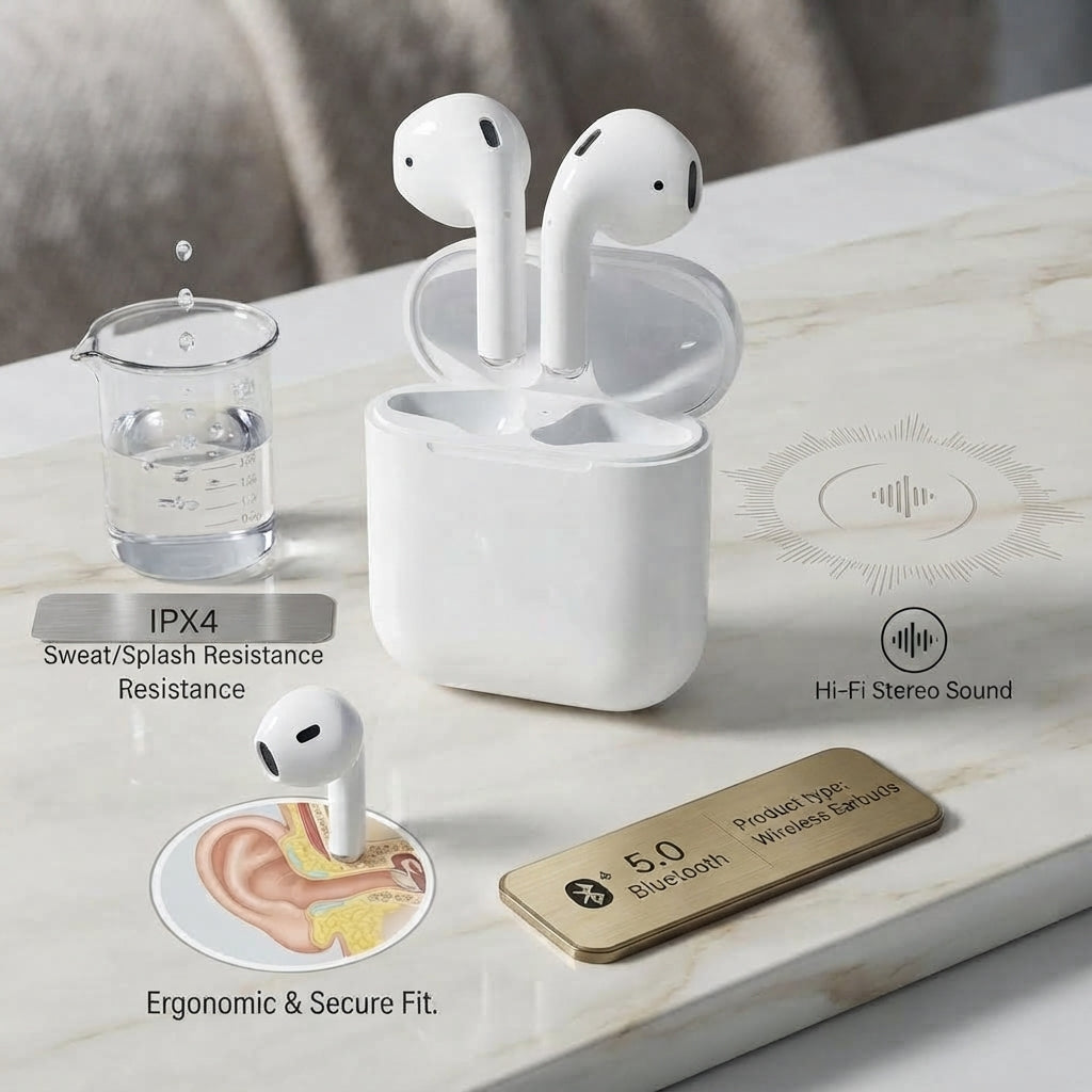 Wireless Earbuds With Stereo Sound And Bluetooth Connectivity