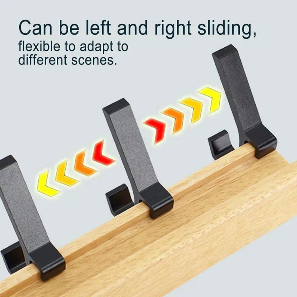 Wall Hanger With Wood Frame And Adjustable Hooks