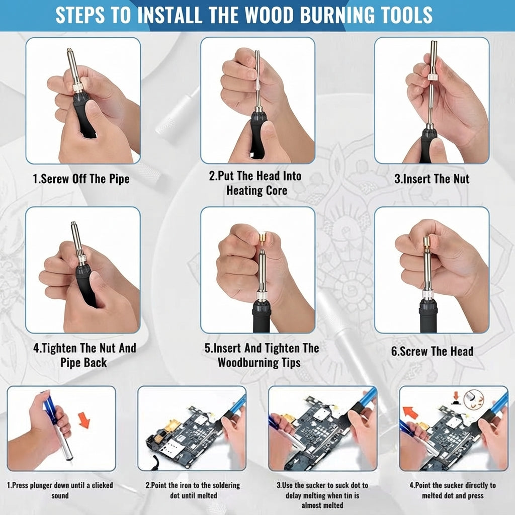 Wood Burning Pen Set With Adjustable Temperature And Tips