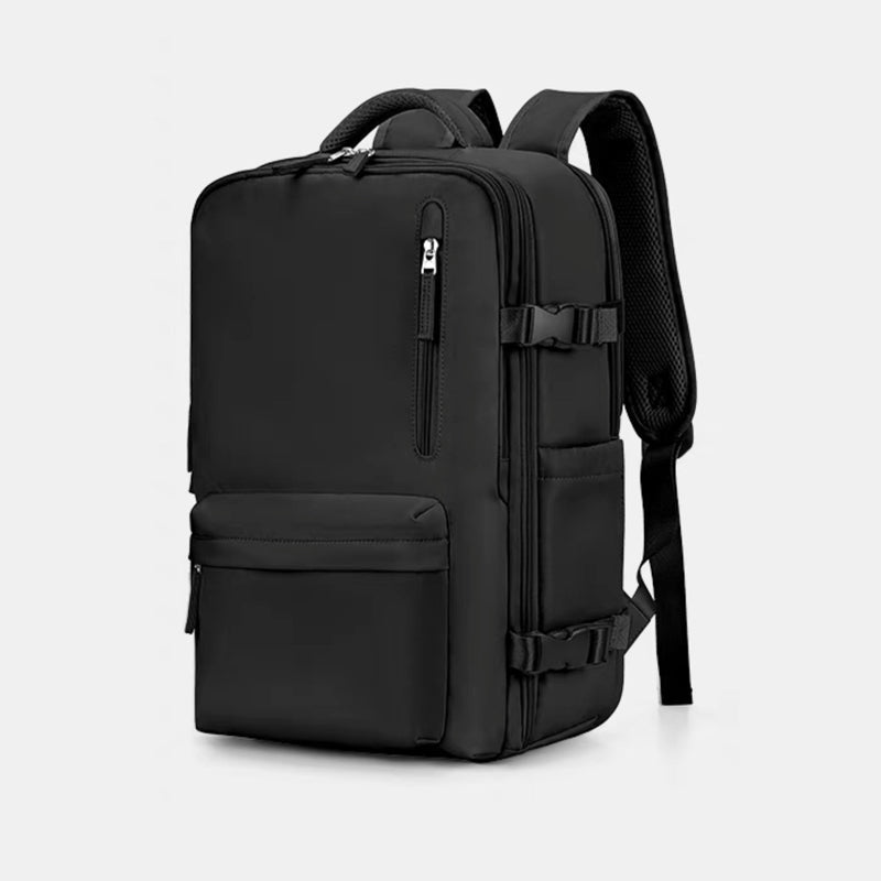 Travel Backpack With Multiple Compartments And USB Charging Port - black