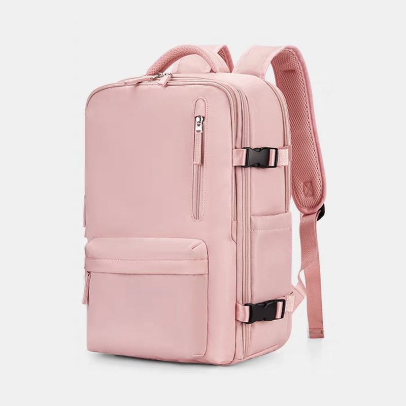 Travel Backpack With Multiple Compartments And USB Charging Port - pink