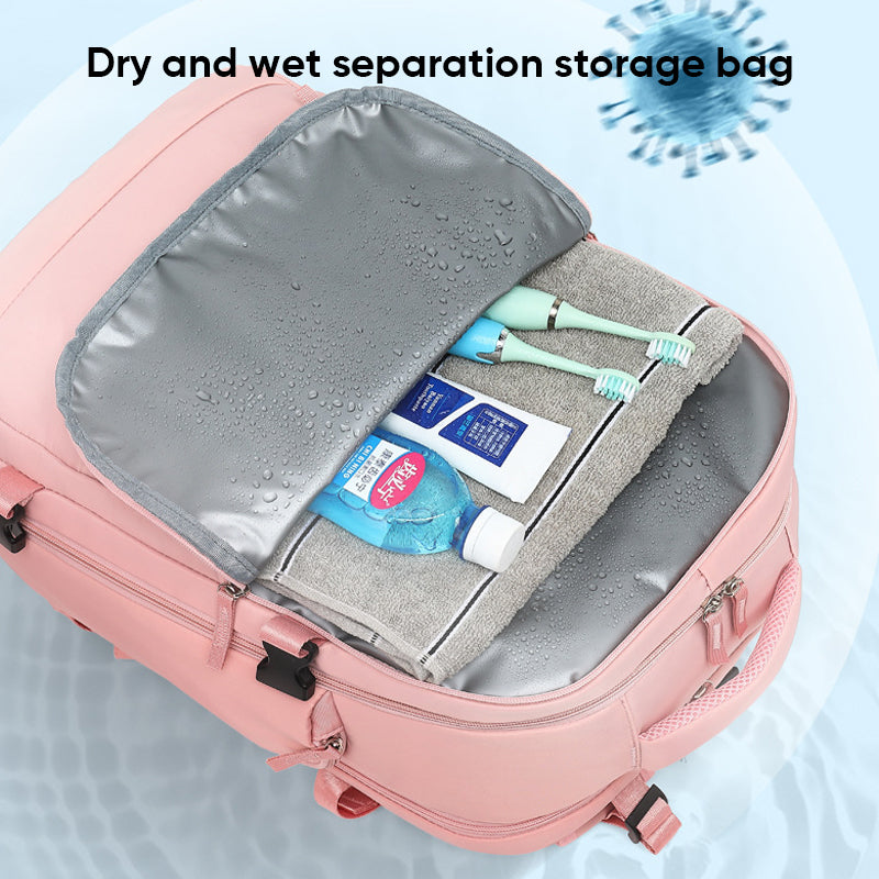 Travel Backpack With Multiple Compartments And USB Charging Port