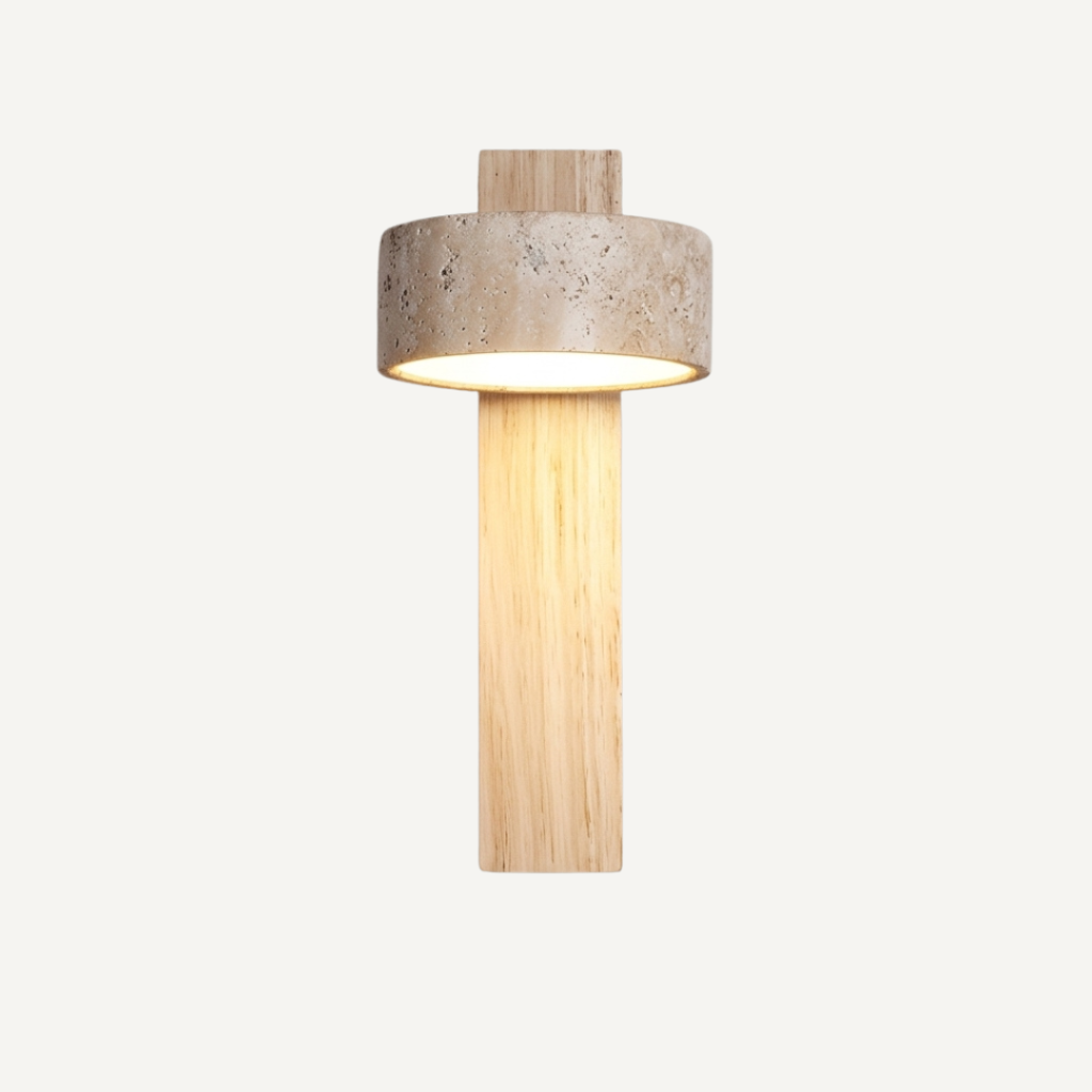 Wall sconce light with rotatable stone shade