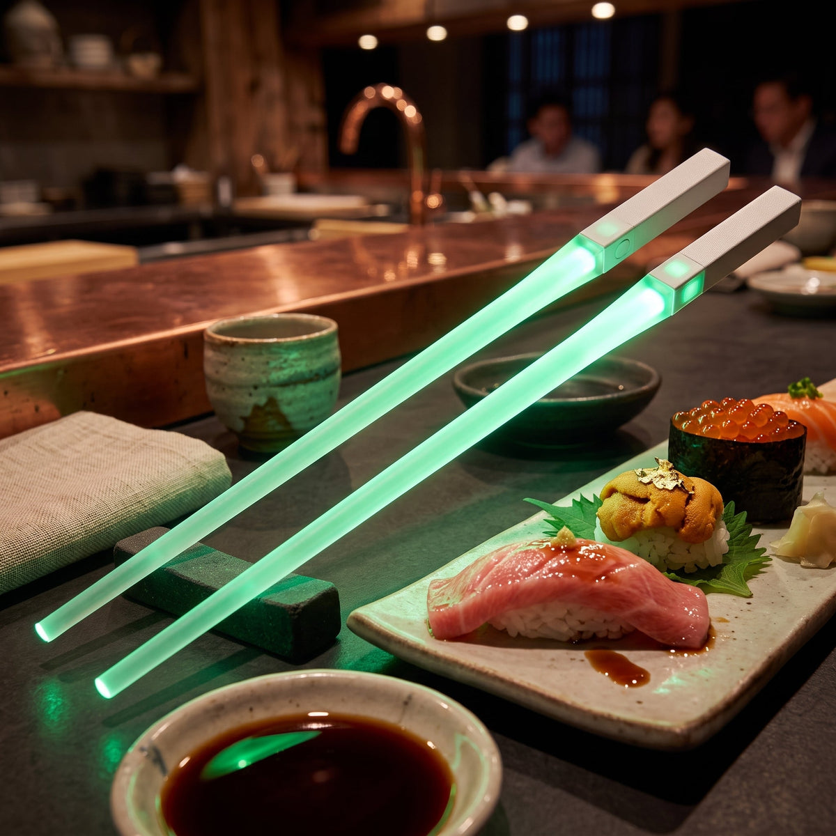 Light Up LED Chopsticks for Dining - green