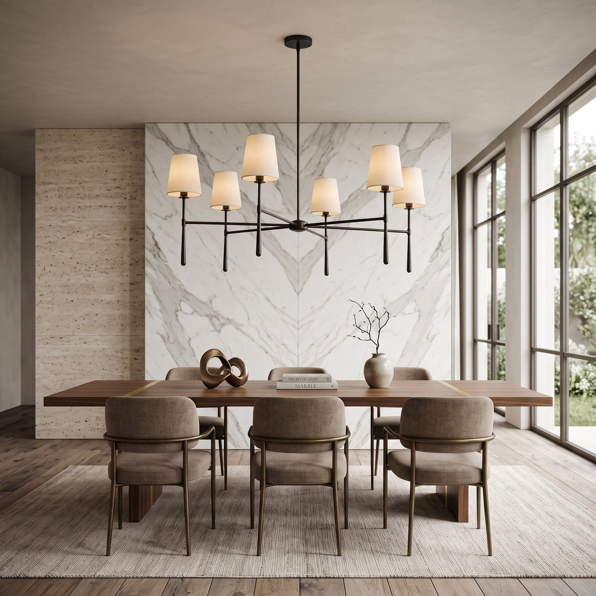 Fabric pendant light with pleated drum shade