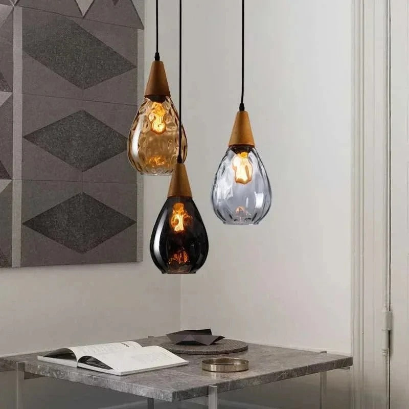 Glass pendant light with ripple texture