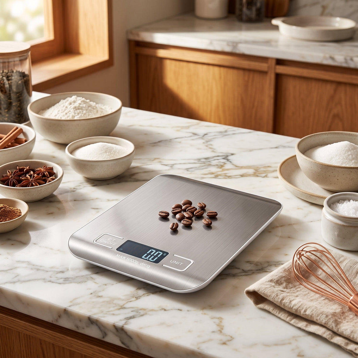 Kitchen Food Scale Digital Rechargeable USB - white 10kg-battery