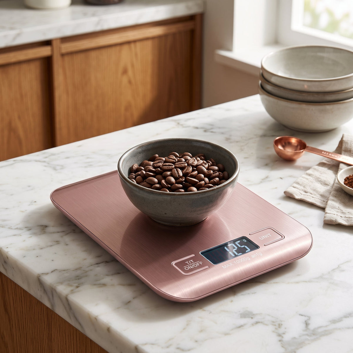 Kitchen Food Scale Digital Rechargeable USB - pink 5kg-battery
