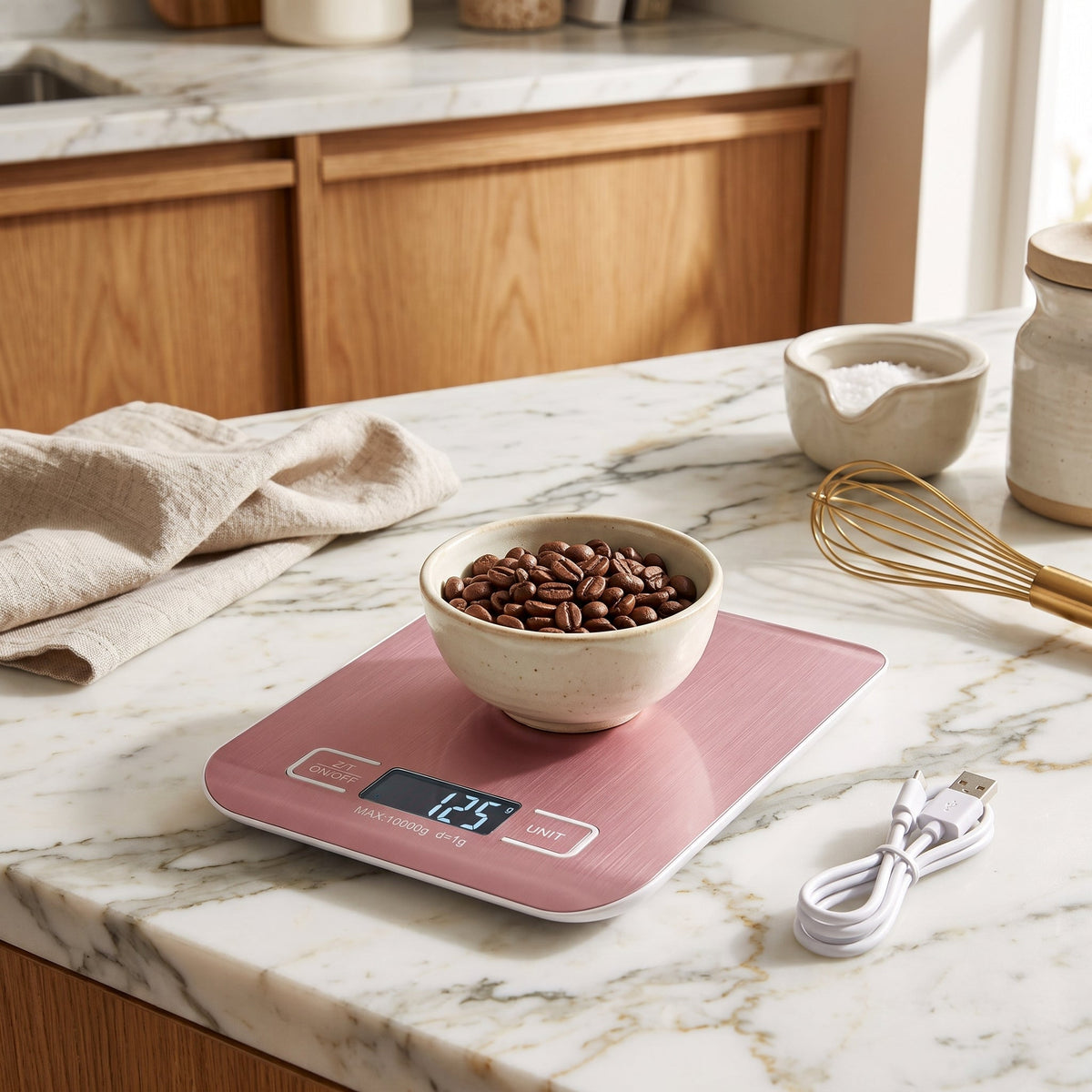 Kitchen Food Scale Digital Rechargeable USB - pink 10kg-usb charging