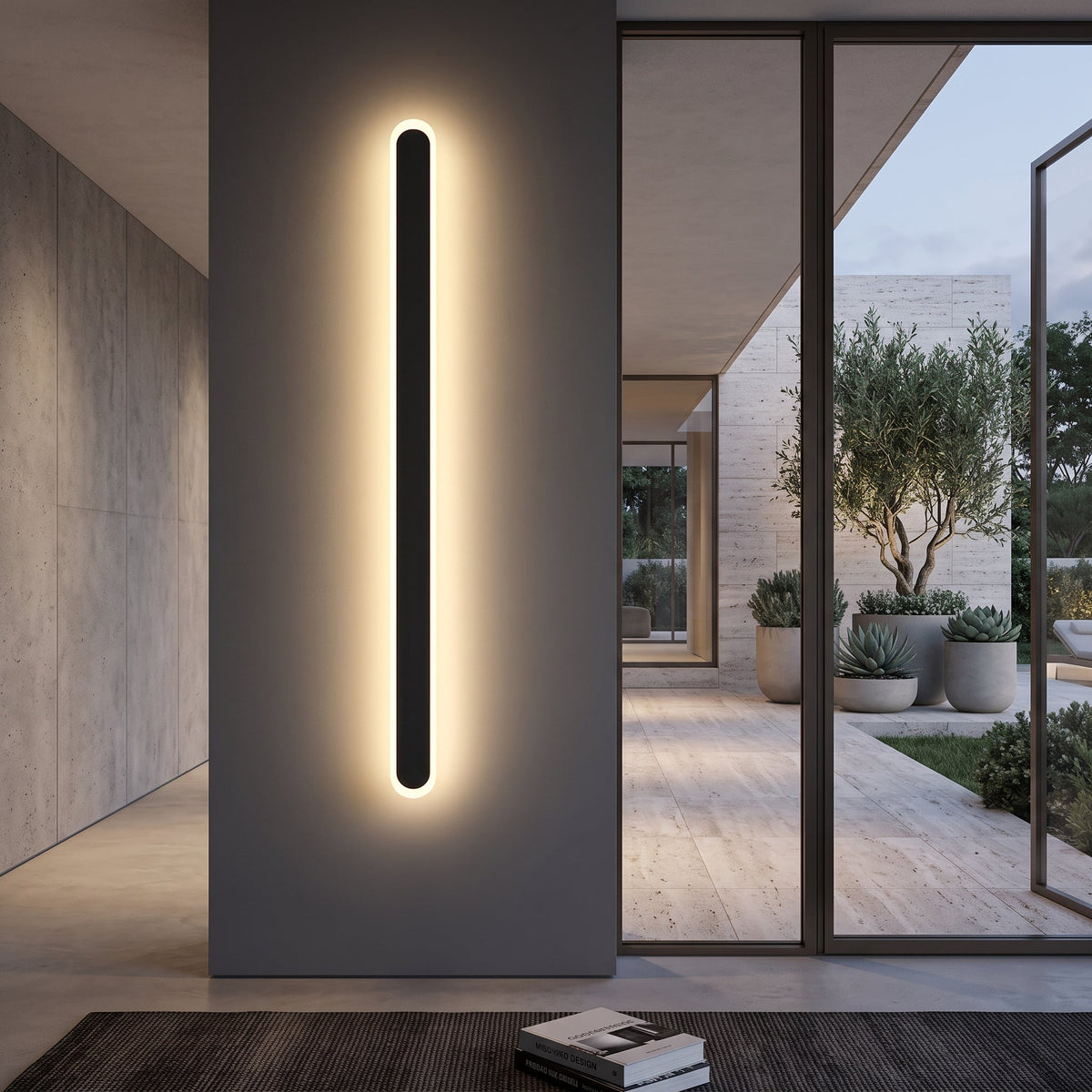 LED linear wall light fixture with slim strip - warm white