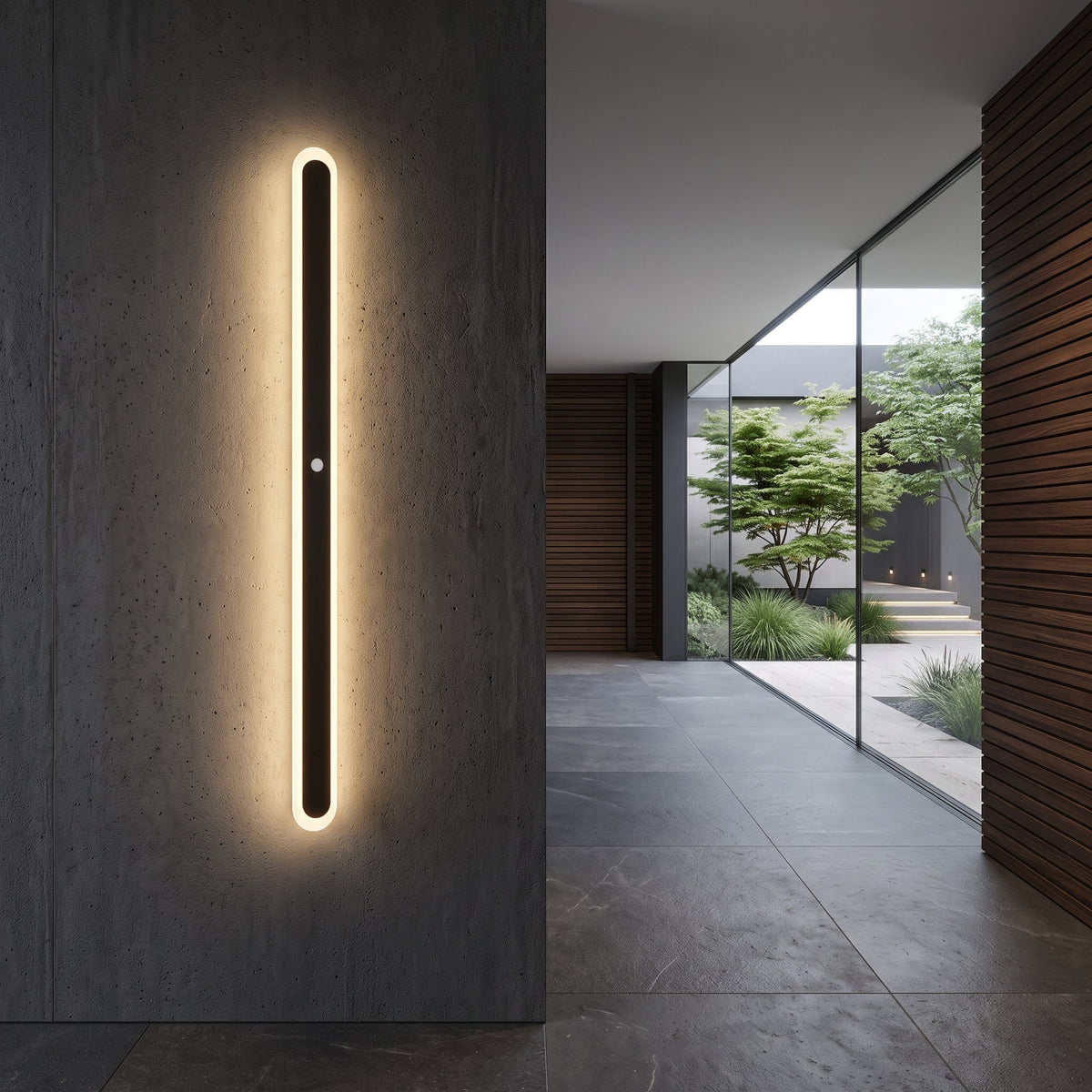 LED linear wall light fixture with slim strip - warm white