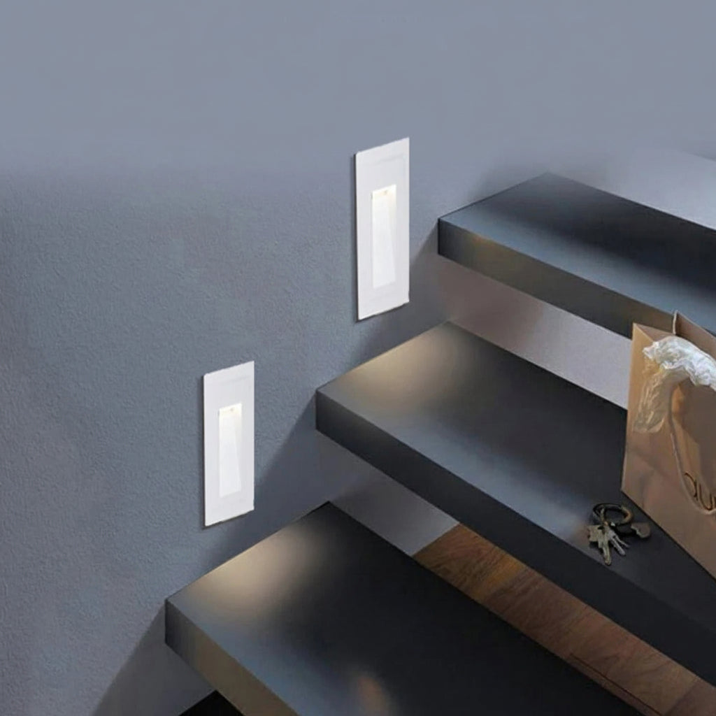 LED recessed step wall light fitting
