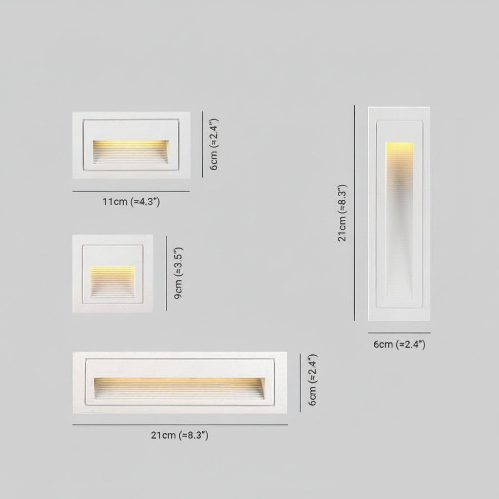 LED recessed step wall light fitting