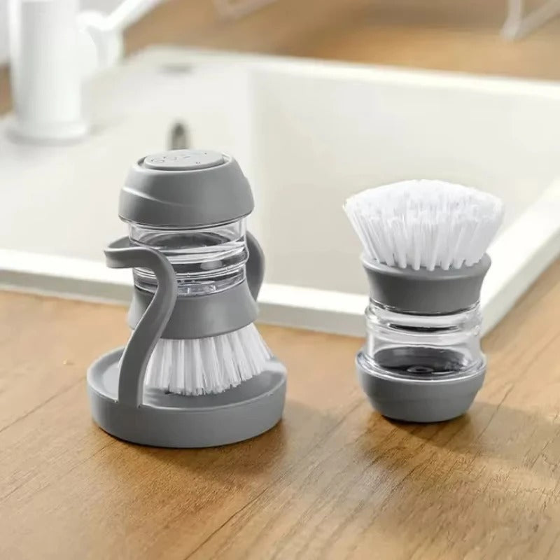 Dish scrub brush with soap dispenser