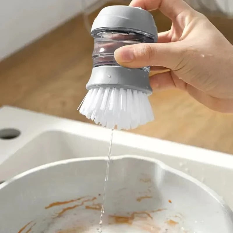 Dish scrub brush with soap dispenser