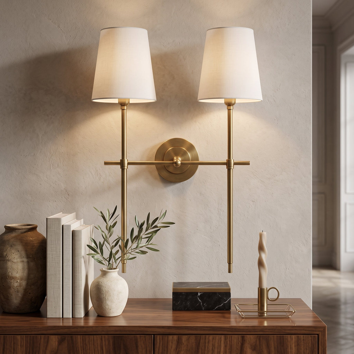 Wall light fixture with farmhouse styling
