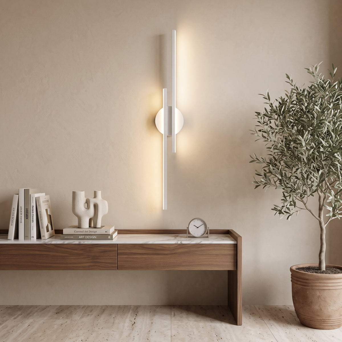 Double head LED wall light fixture - white