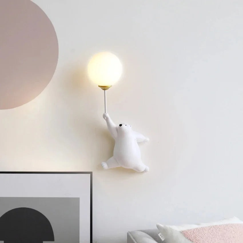 Wall light shaped like polar bear for kids' rooms