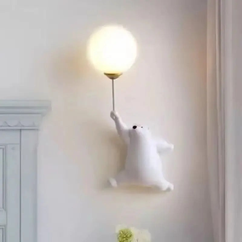 Wall light shaped like polar bear for kids' rooms