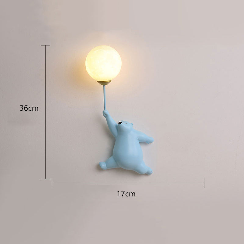 Wall light shaped like polar bear for kids' rooms