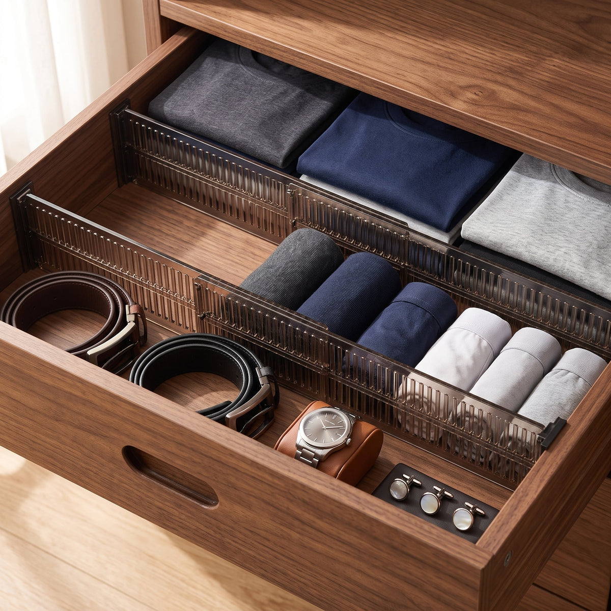 Adjustable Bamboo Drawer Organiser Dividers Set