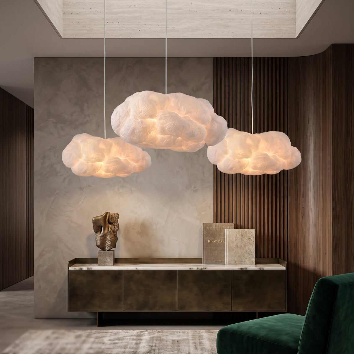 Pendant light with decorative diffused glow