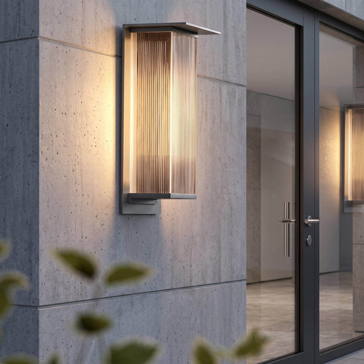 Outdoor wall light with vertical glow design
