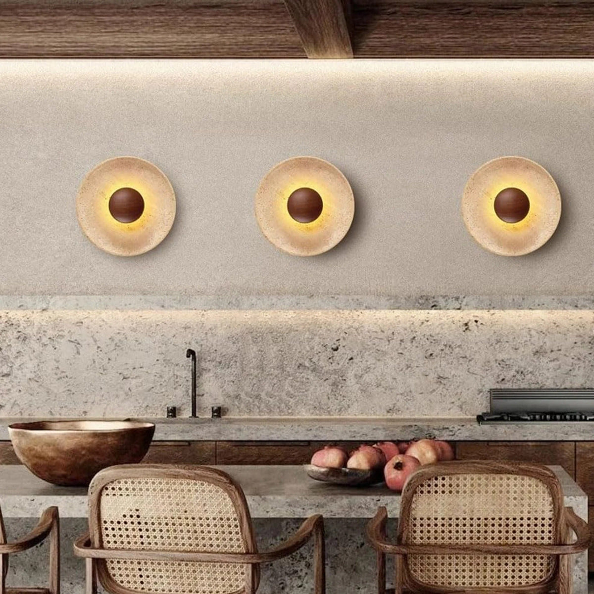 Wall sconce light with textured stone finish