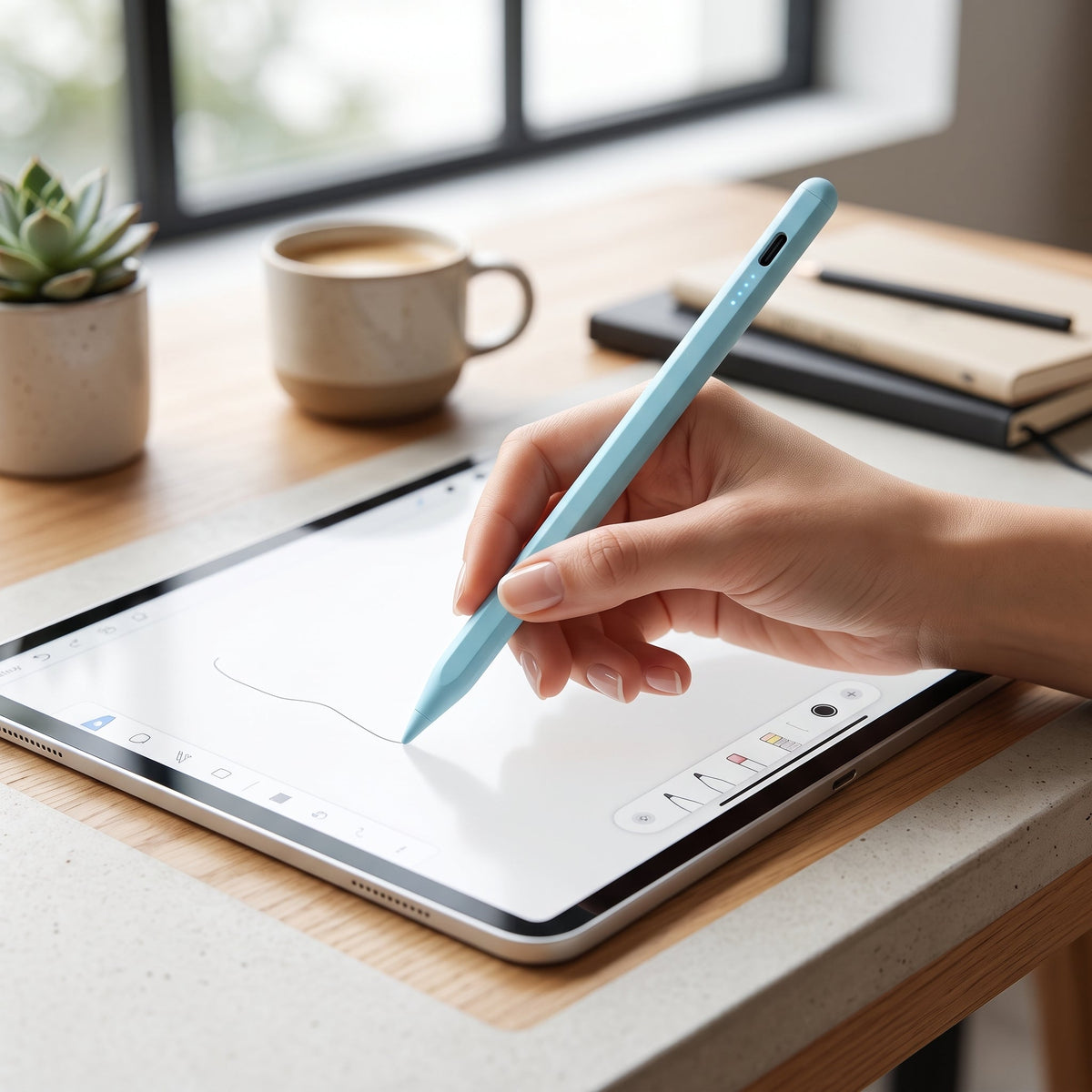 Active Stylus Pen With Battery Indicator For Tablets - blue