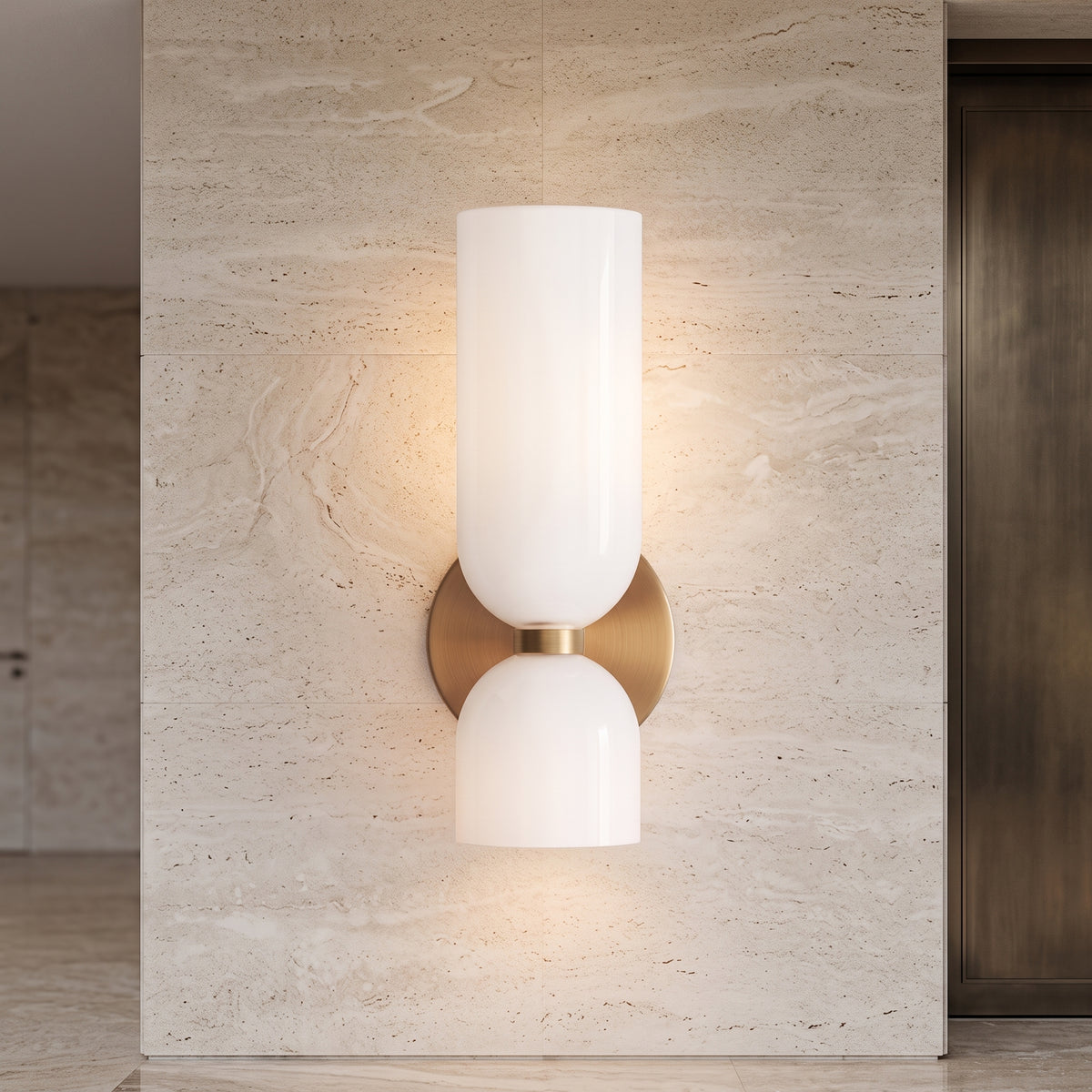 Wall light with frosted glass shade - white