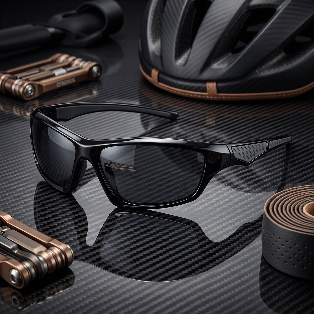 Sports Sunglasses with Polarised UV400 Lenses for Outdoors - black