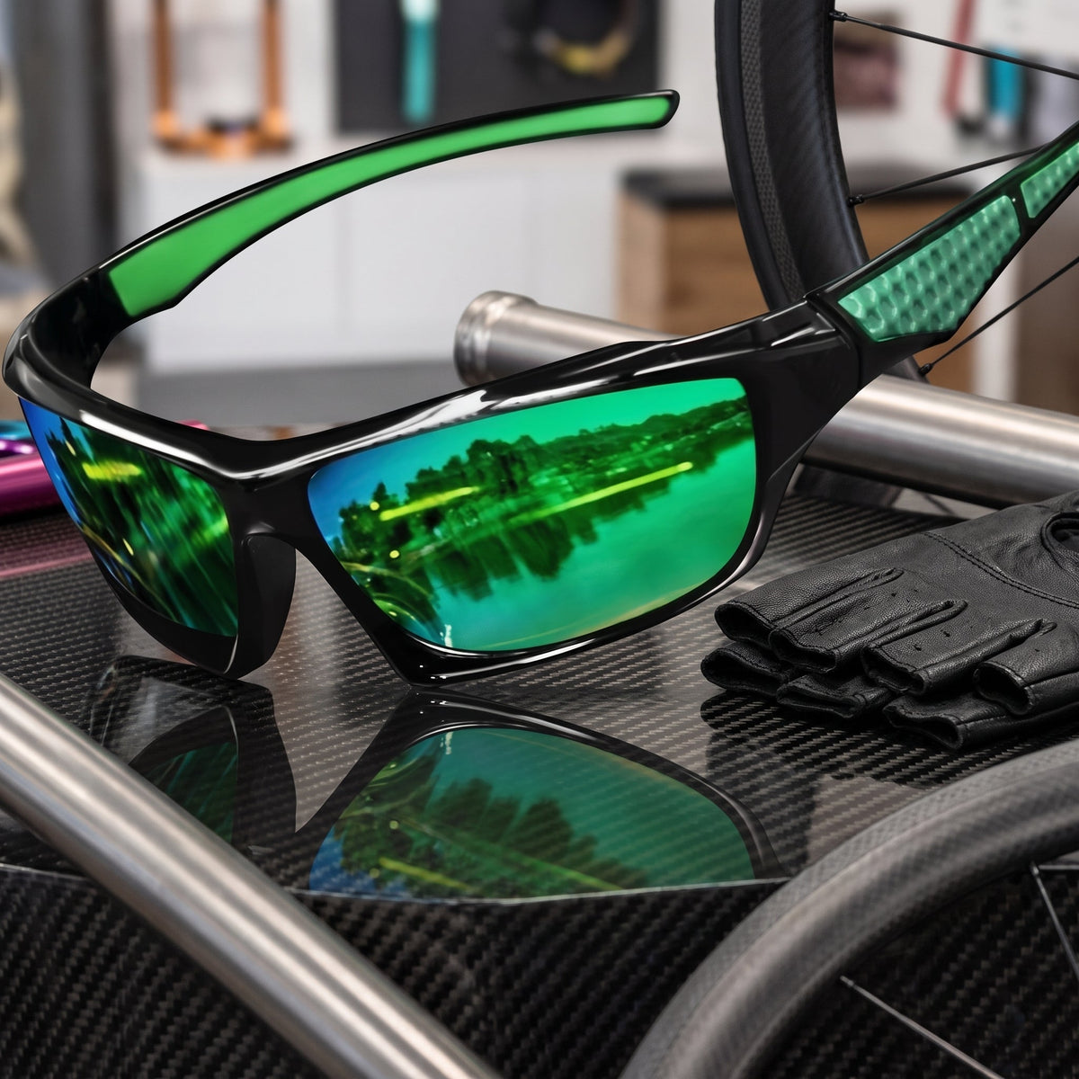 Sports Sunglasses with Polarised UV400 Lenses for Outdoors - green
