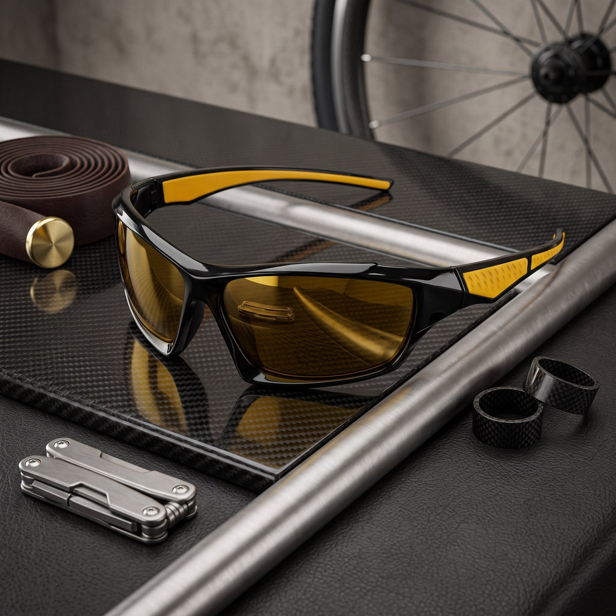 Sports Sunglasses with Polarised UV400 Lenses for Outdoors - yellow