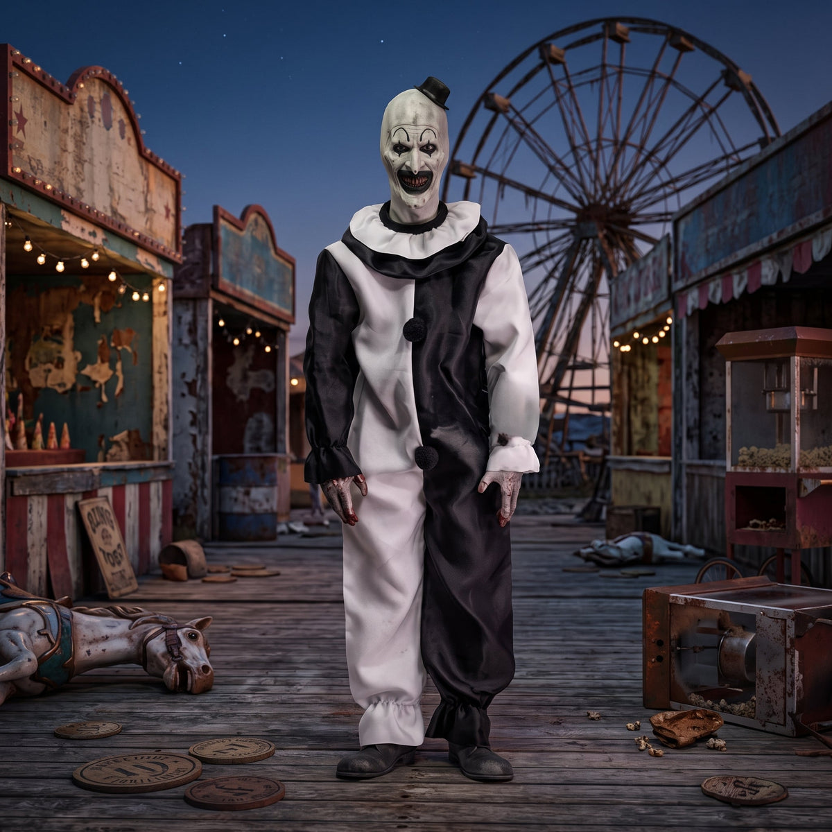 Halloween Costume with Scary Clown Design and Matching Mask