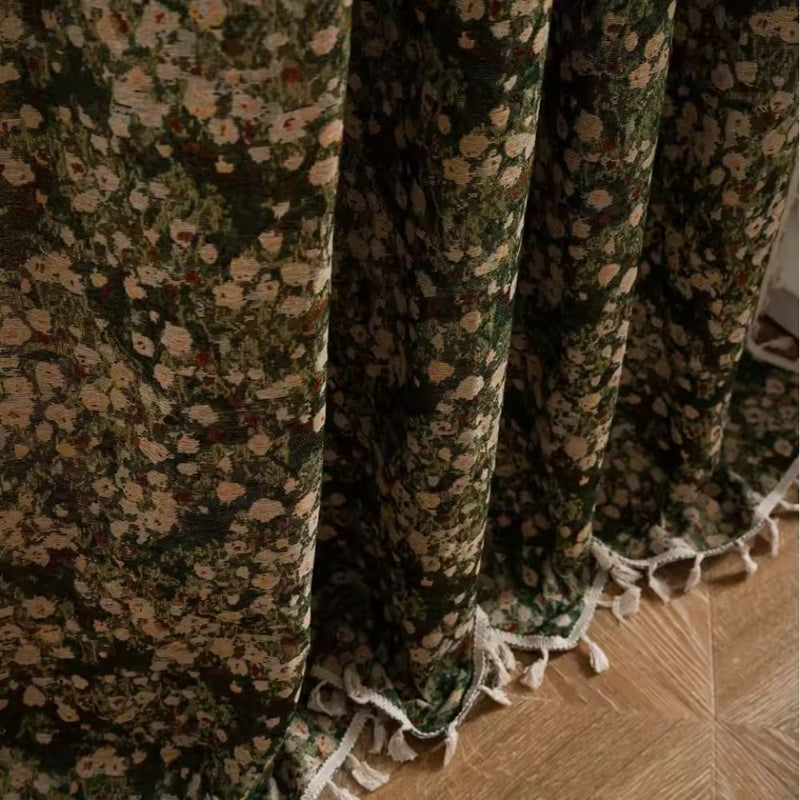 Window curtain panel with botanical floral pattern
