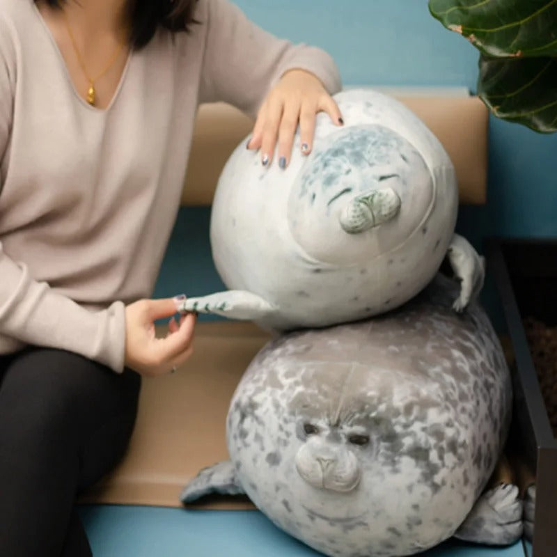 Plush Seal Pillow Toy with Round Shape for Kids