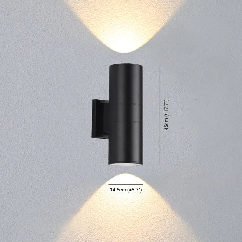 Cylinder outdoor wall light with up down lighting