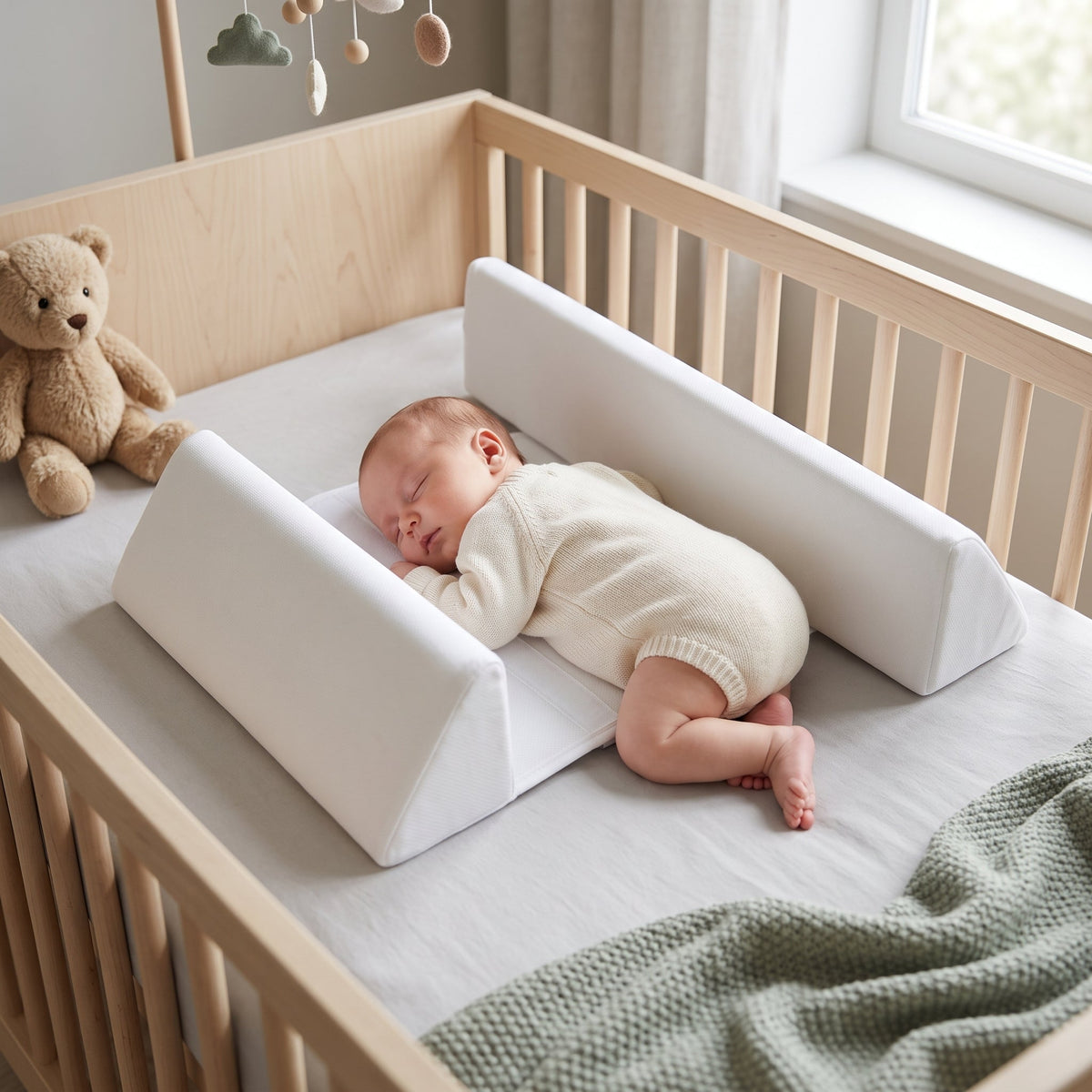 Infant Positioning Pillow with Adjustable Side Support - white
