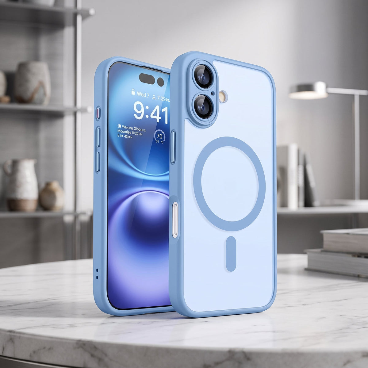 iPhone case with magnetic MagSafe matte finish - light blue
