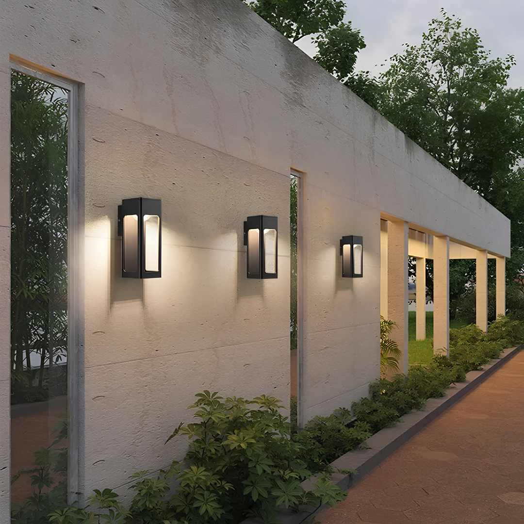 Outdoor wall light fixture for porch and garden