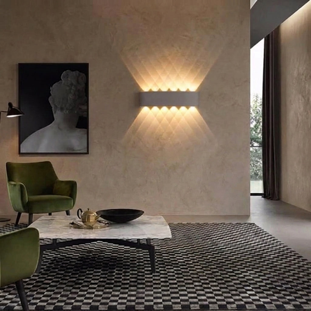 Outdoor LED wall light fixture with up down lighting - white