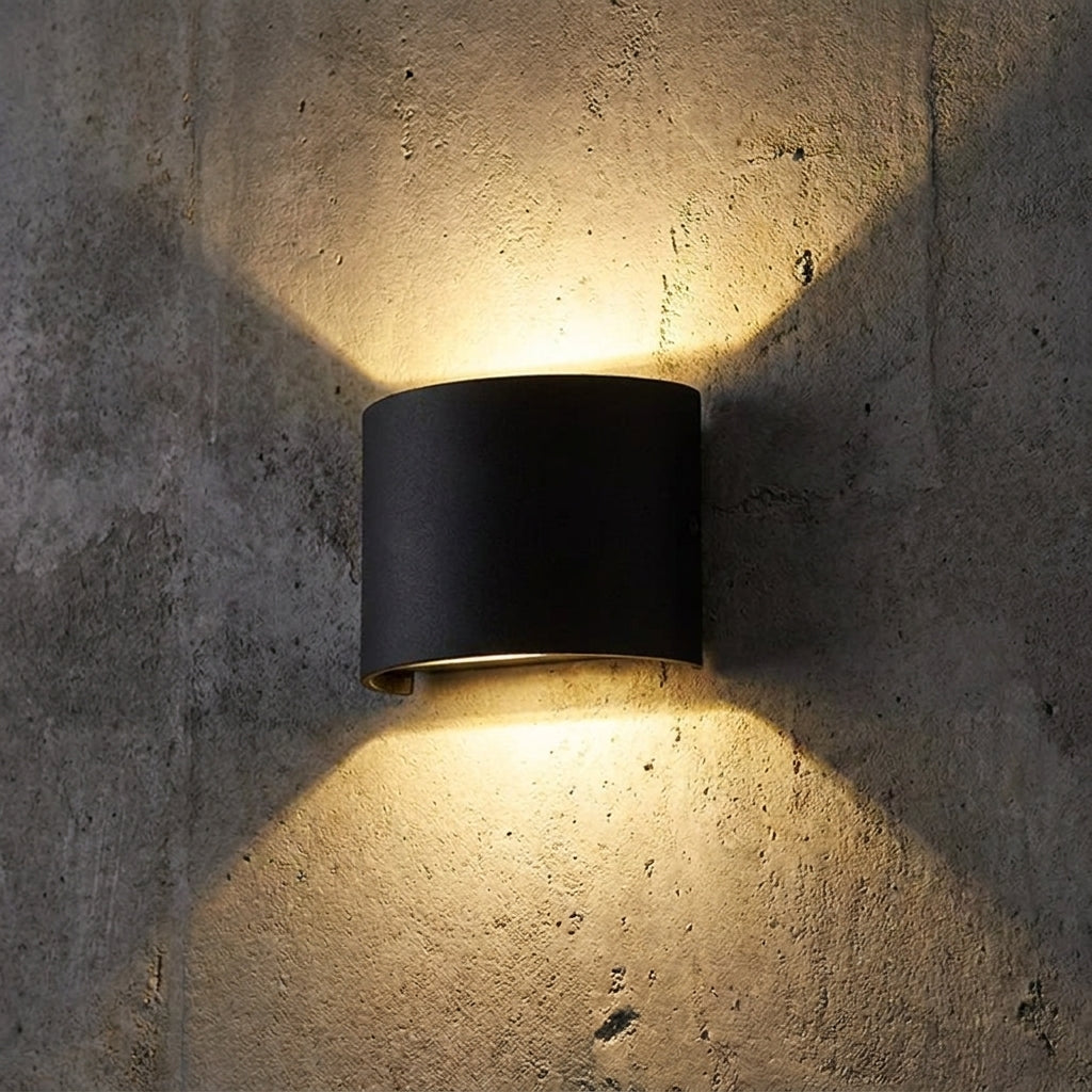 Outdoor LED wall light fixture with up down lighting - black