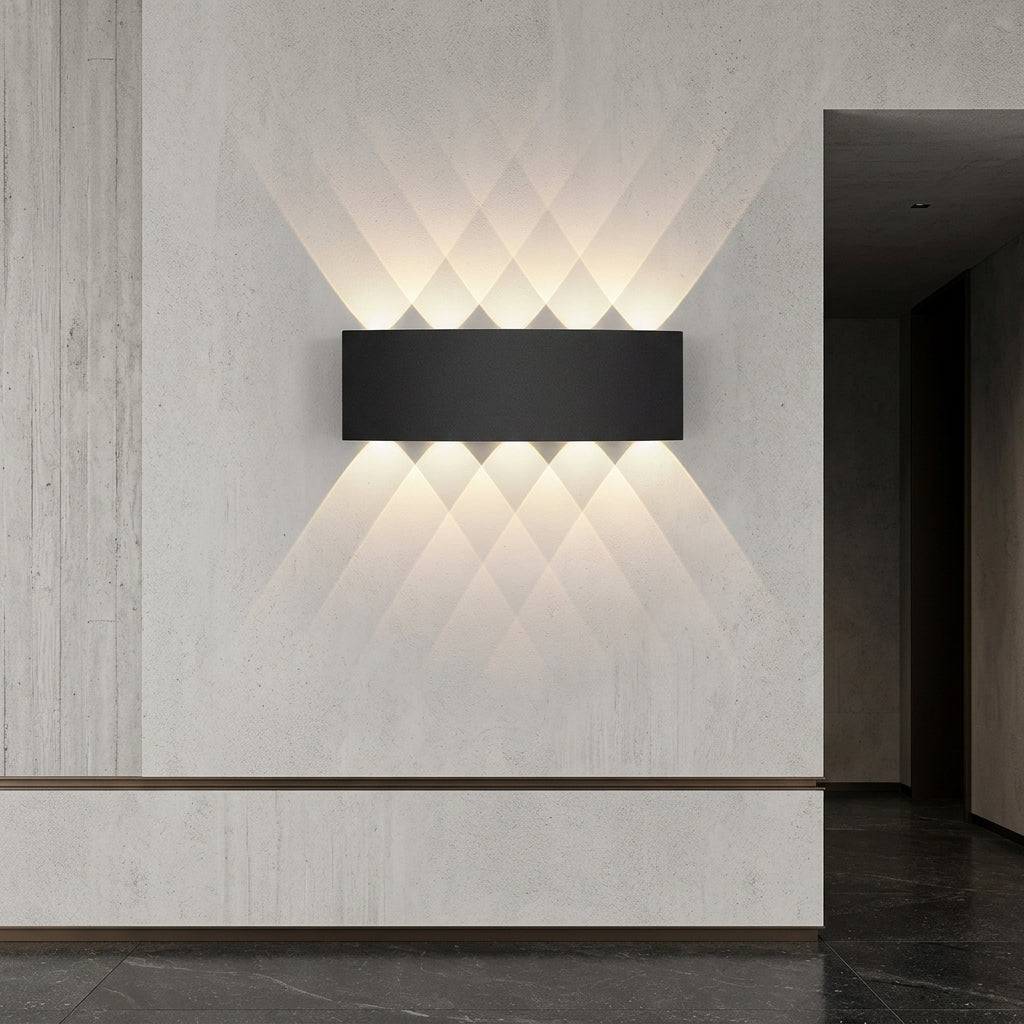Outdoor LED wall light fixture with up down lighting - black