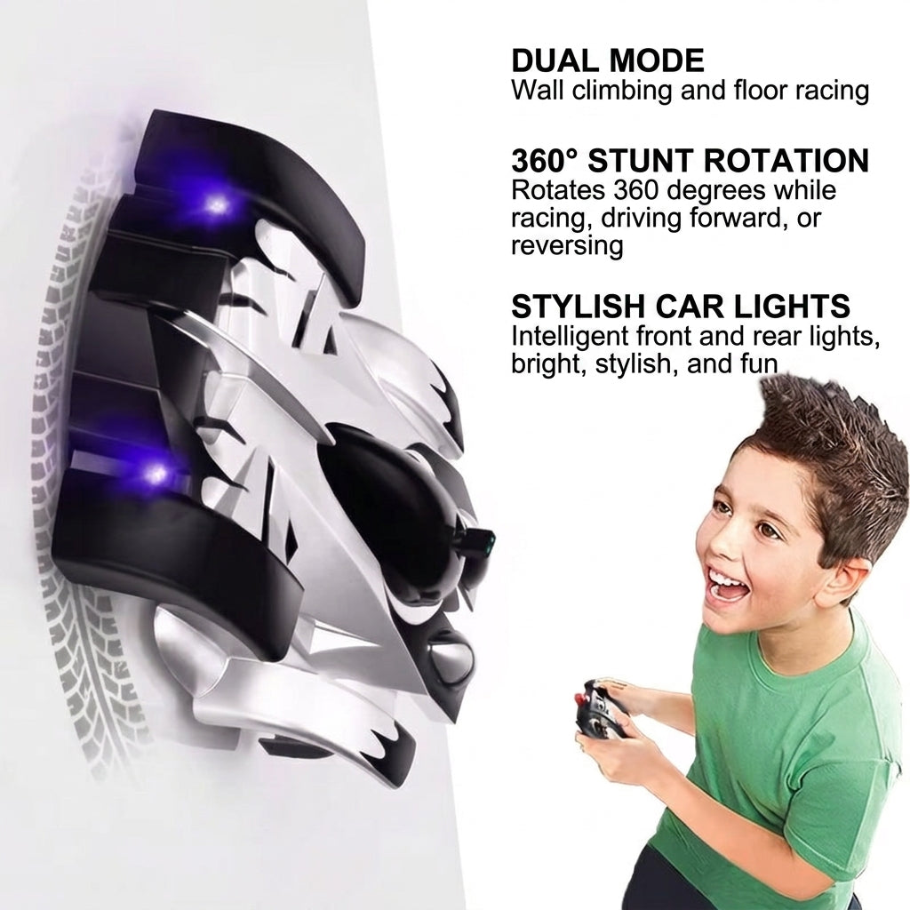 Remote control wall climbing car with LED lights