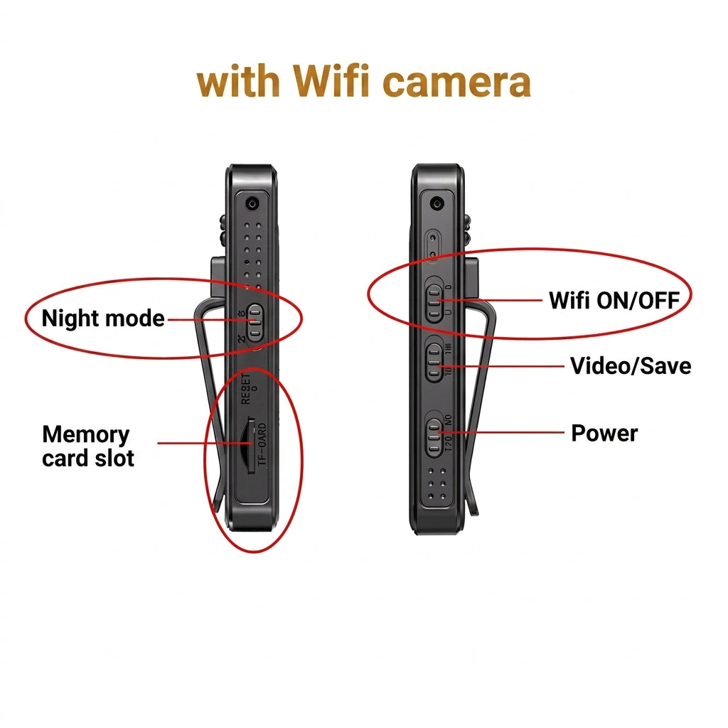 Mini sport camera with clip and night recording