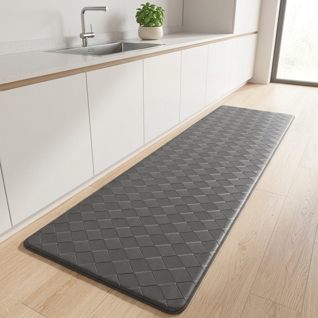 Kitchen Mat Anti Fatigue Cushioned Non Slip Modern - gray