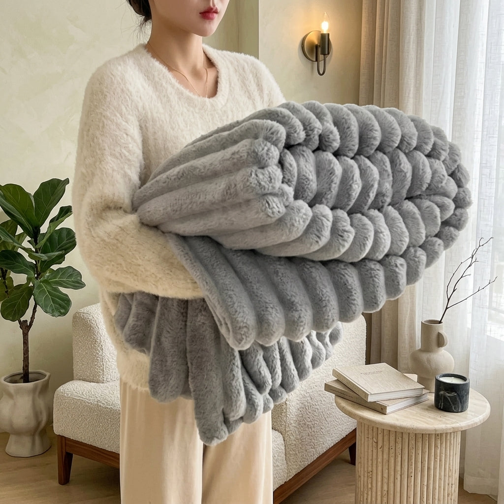 Decorative Blanket Striped for Sofa Bed Armchair - gray
