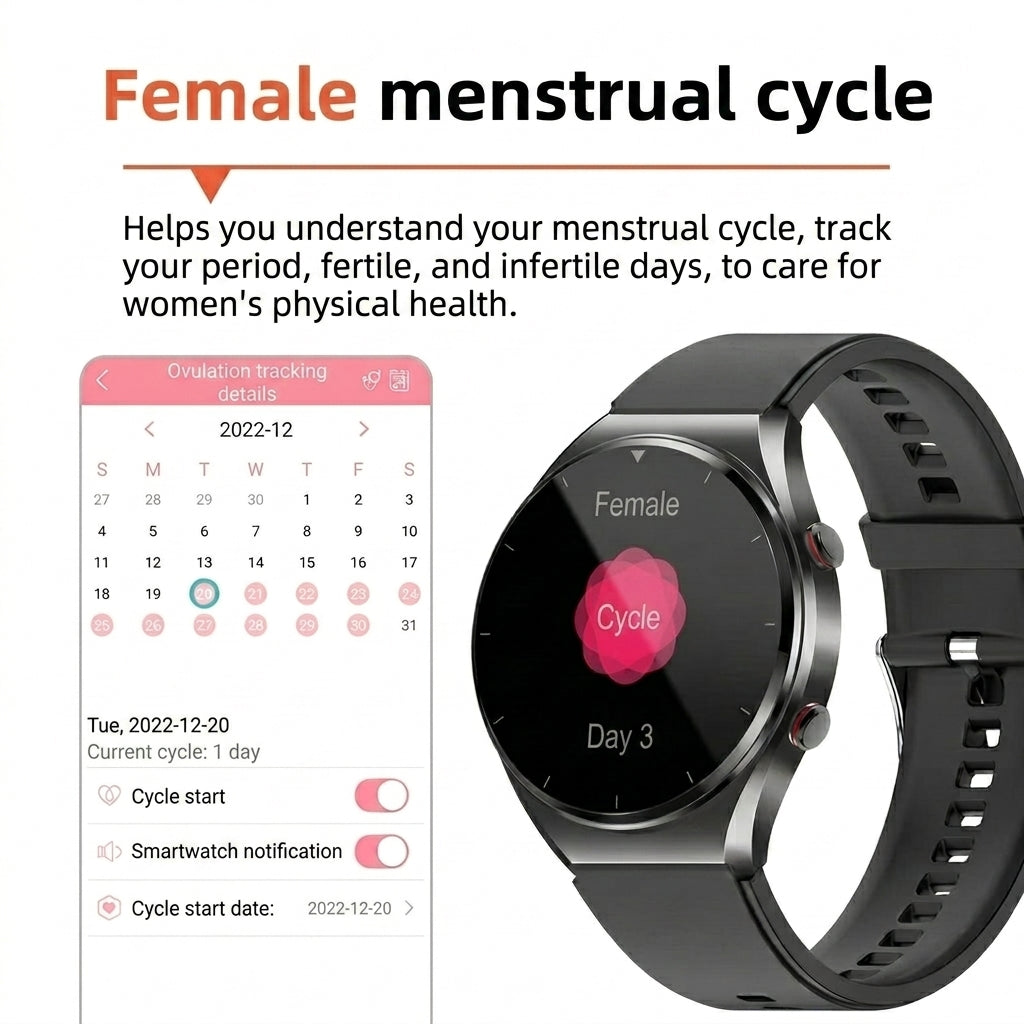 Health Monitoring Smartwatch with ECG and Glucose Tracking Display
