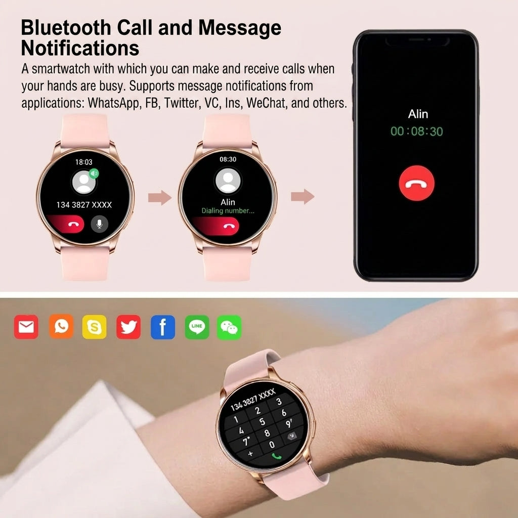 Smartwatch with SOS Calling and Bluetooth Health Monitoring