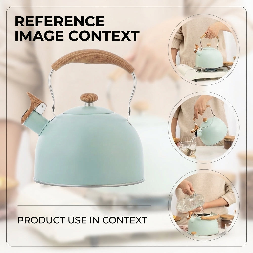 Whistling Kettle with Ergonomic Handle and Induction Base